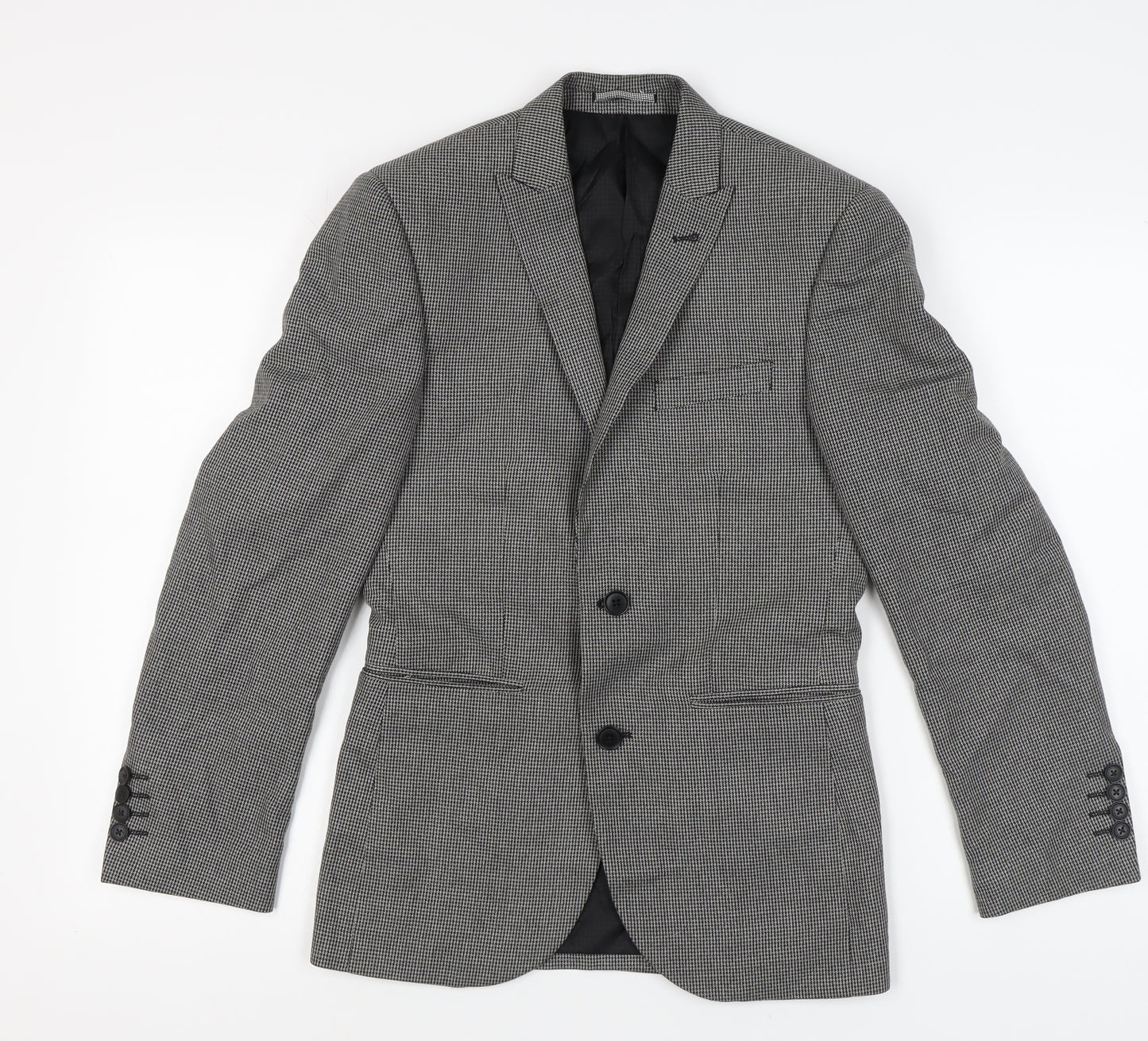 Next Men's Grey Check Blazer, Size 34S, Business Casual