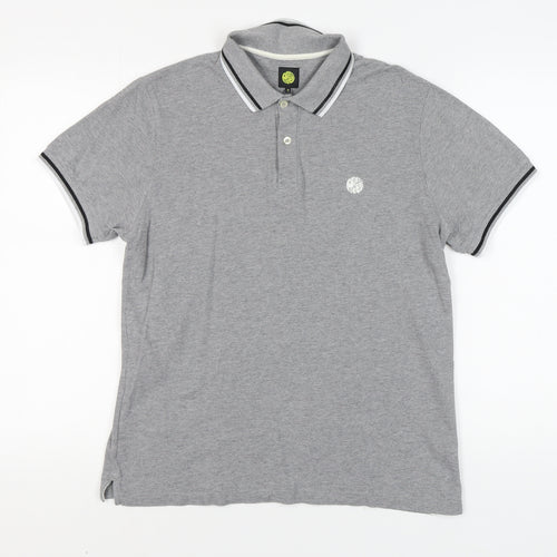 Pretty Green Men's Grey Polo Shirt, Medium, Short Sleeve