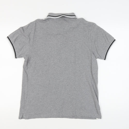 Pretty Green Men's Grey Polo Shirt, Medium, Short Sleeve
