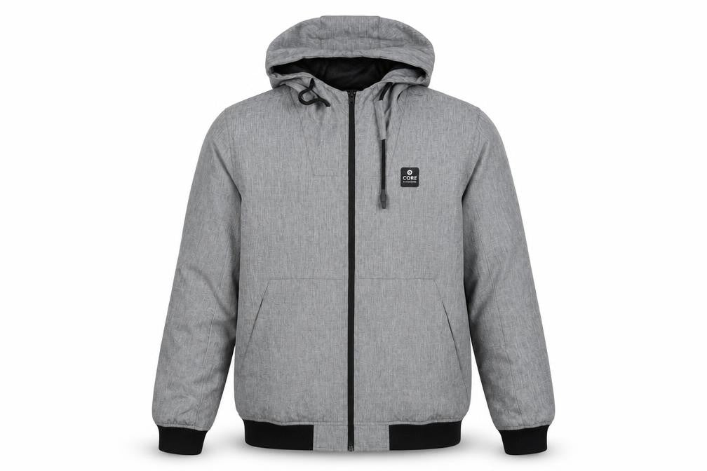 Front view of Jack & Jones Men's Grey Hooded Jacket, size S