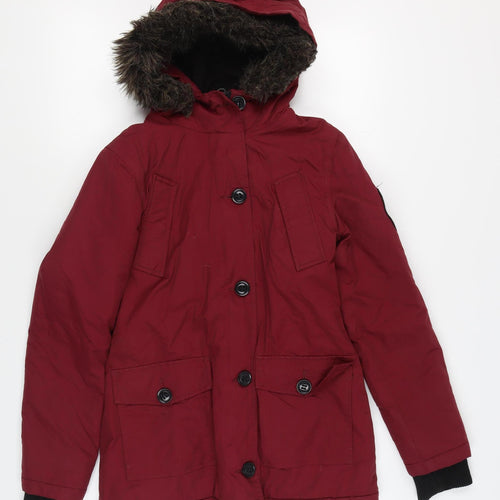 Superdry Women's Red Parka Coat XS