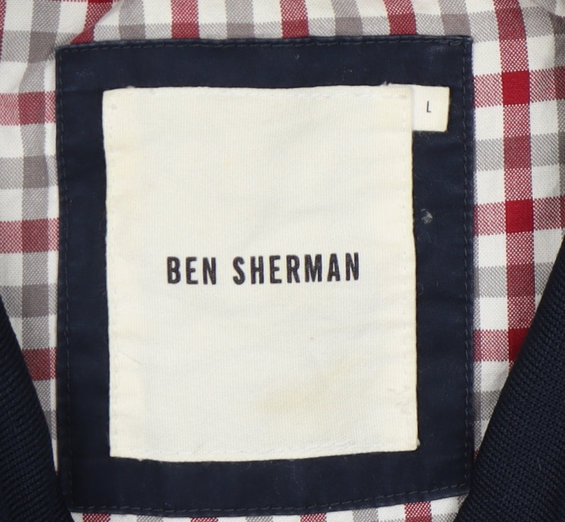 Ben Sherman Men's Blue Bomber Jacket L Cotton