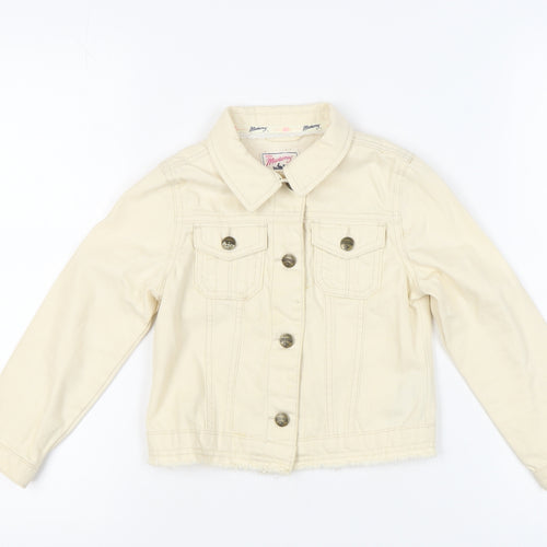 Mantary Girls Beige Denim Jacket, Size 7, Cotton