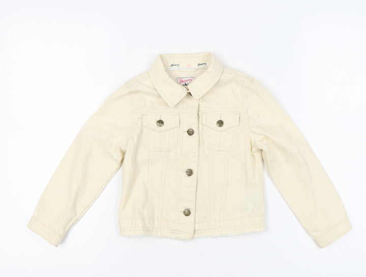 Mantary Girls Beige Denim Jacket, Size 7, Cotton