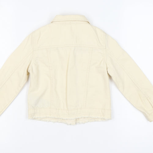 Mantary Girls Beige Denim Jacket, Size 7, Cotton