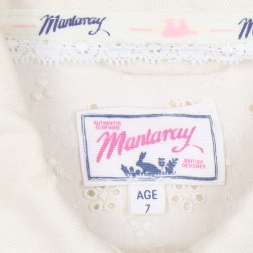 Mantary Girls Beige Denim Jacket, Size 7, Cotton