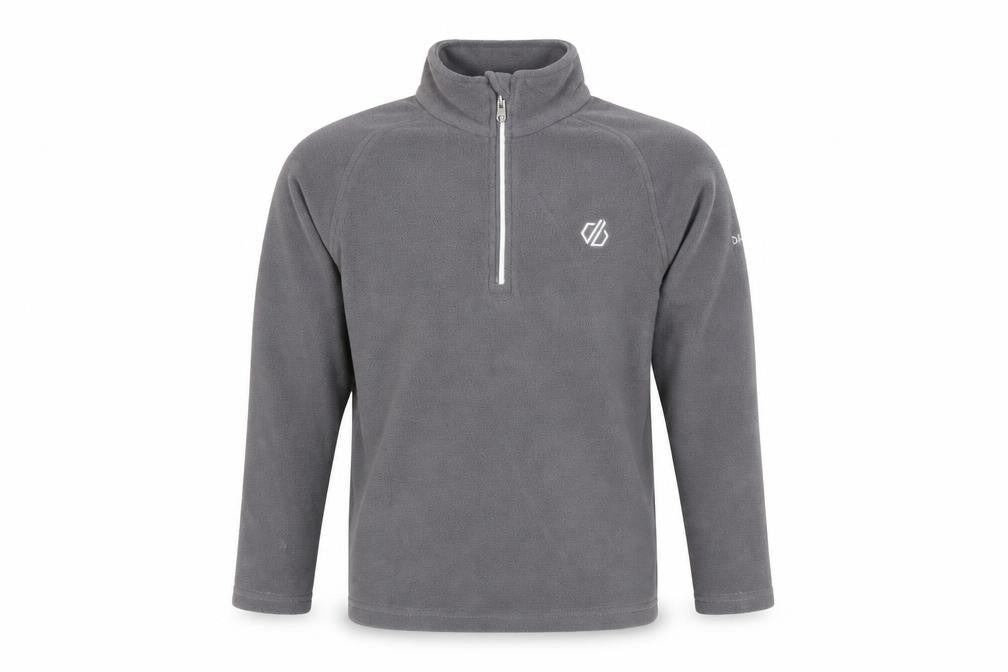 Front view of Dare 2b boys’ grey fleece 1/4 zip sweatshirt 9-10 years