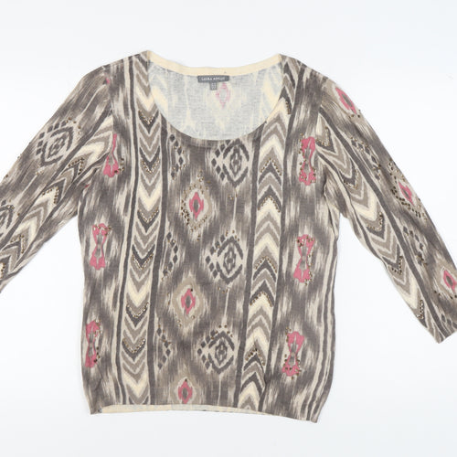Laura Ashley Women's Multicoloured Geometric Jumper Size 14