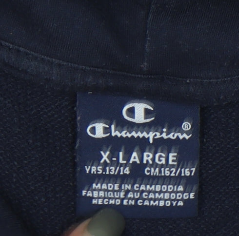 Champion Girls Blue XL Pullover Hoodie with Logo