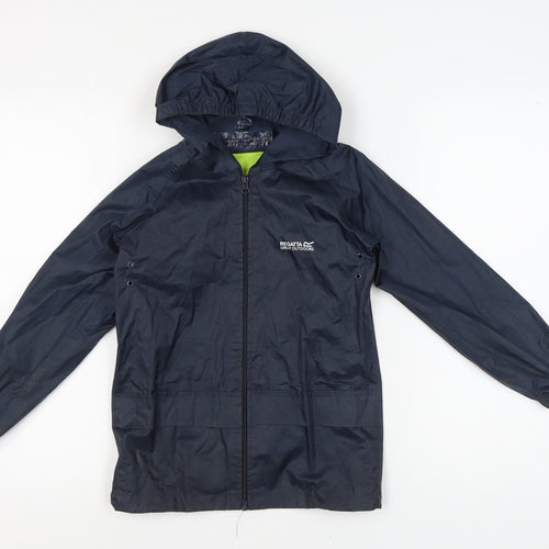 Regatta Boys Blue Windbreaker Jacket, Size 8, Hooded, Waterproof
