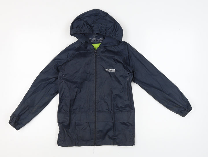 Regatta Boys Blue Windbreaker Jacket, Size 8, Hooded, Waterproof