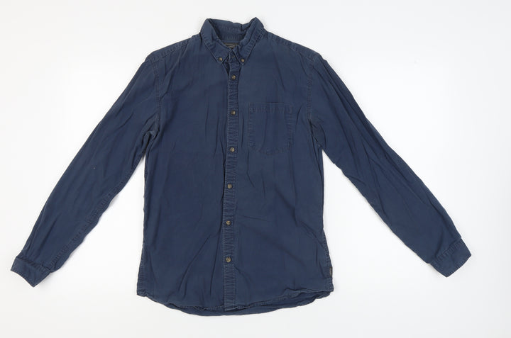 Jack & Jones Men's Blue Medium Button-Up Casual Shirt
