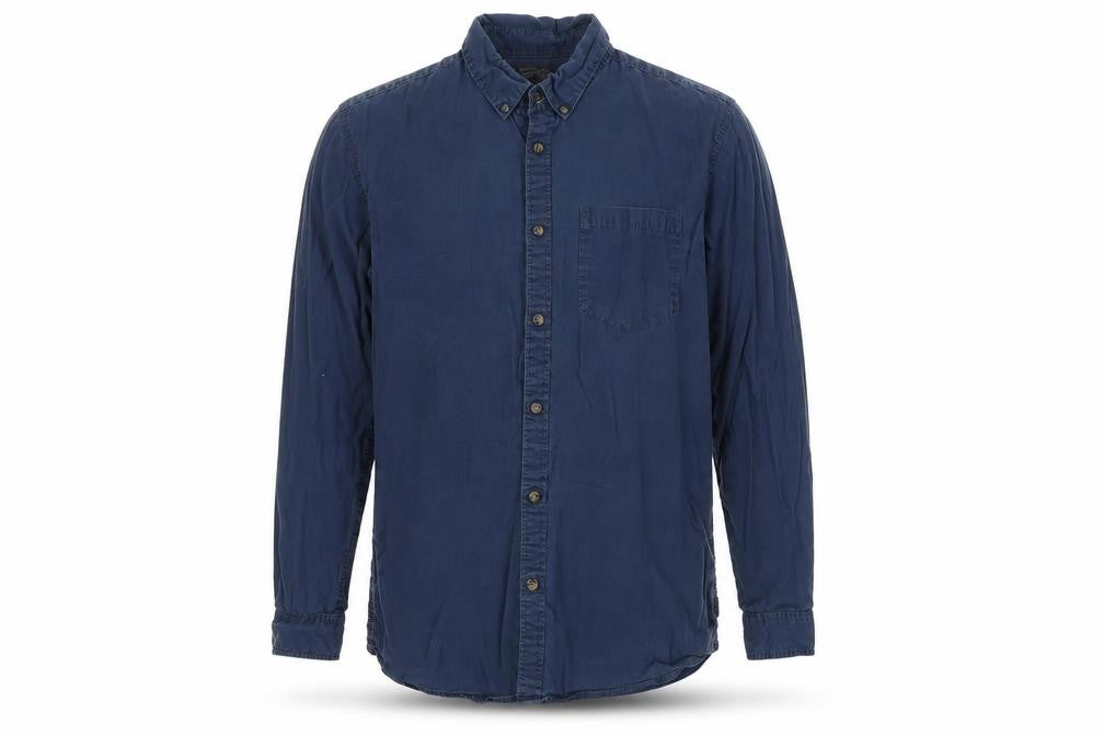 Front view of Jack & Jones Men's Blue Medium Button-Up Casual Shirt