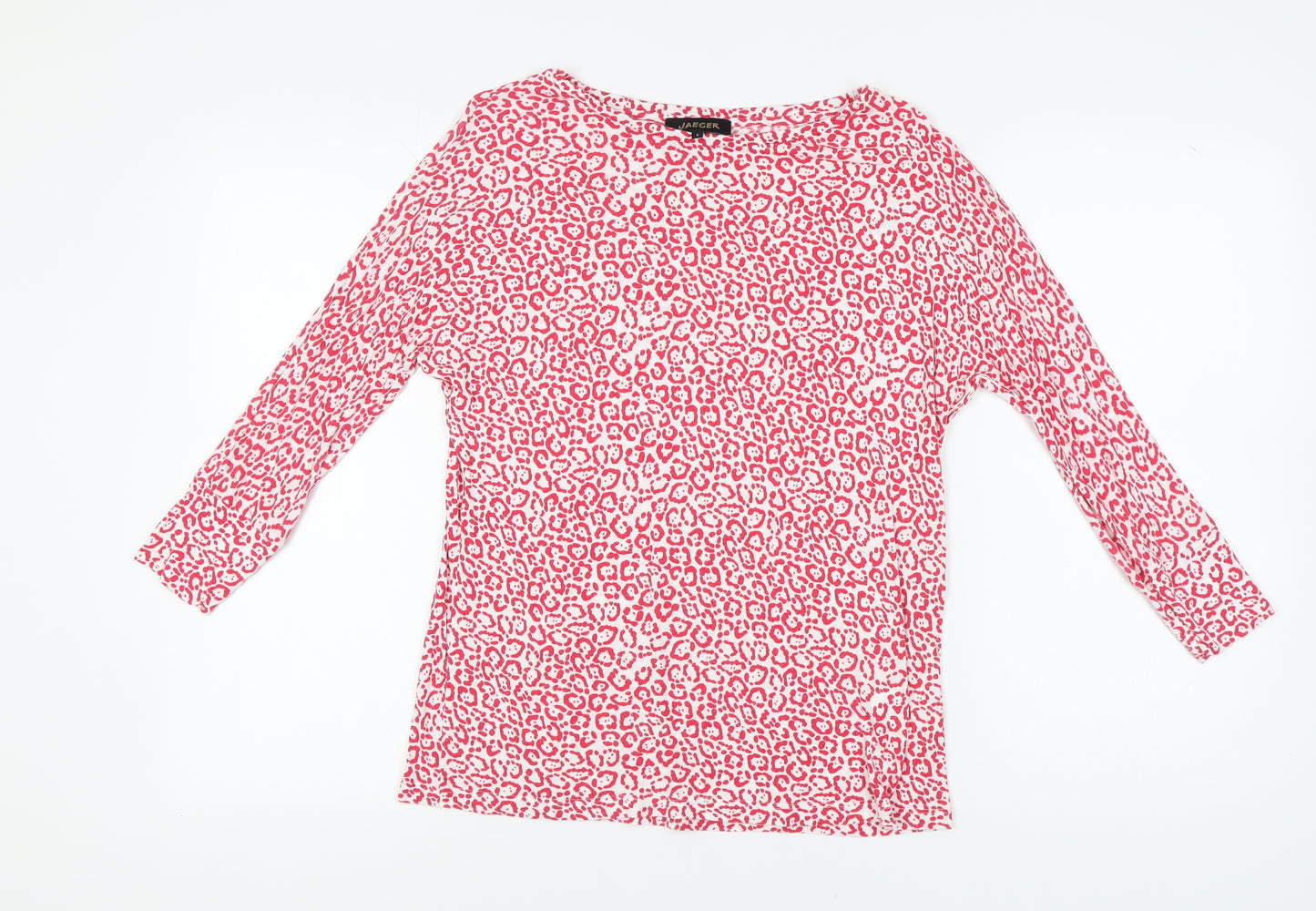Jaeger Women's Red Animal Print Top, Size S, Long Sleeve