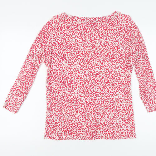 Jaeger Women's Red Animal Print Top, Size S, Long Sleeve
