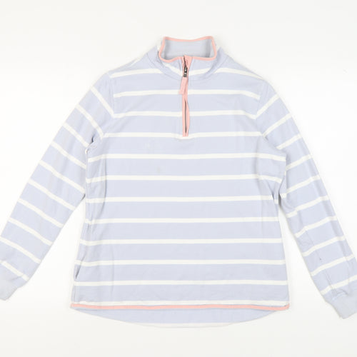 WoolOvers Women's Blue Striped Henley Sweatshirt S