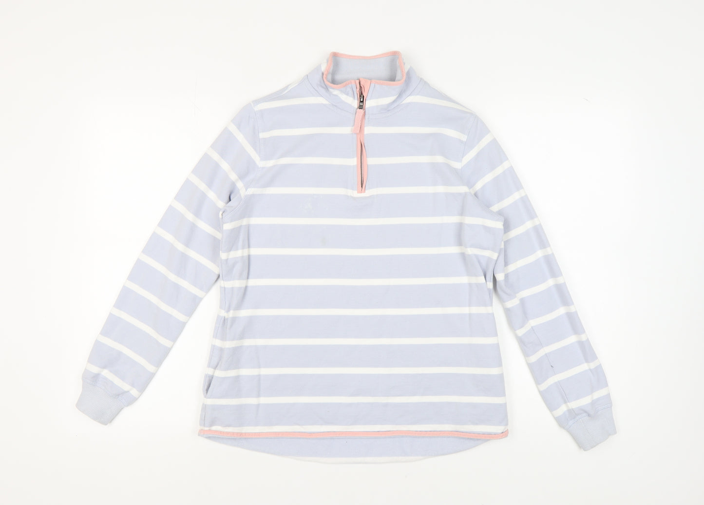 WoolOvers Women's Blue Striped Henley Sweatshirt S