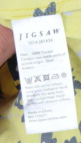 Jigsaw Women's Yellow Wrap Blouse, Size 6, Viscose, Floral