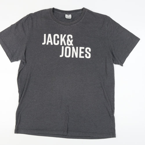 Jack & Jones Men's Grey XL Crew Neck T-Shirt
