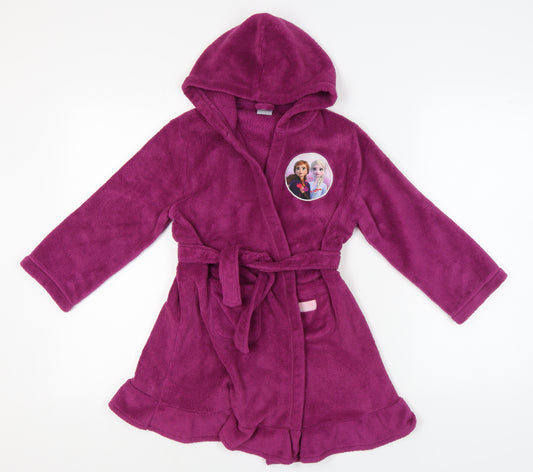 Nutmeg Girls Purple Hooded Frozen Robe Elsa Anna 6-7 Years