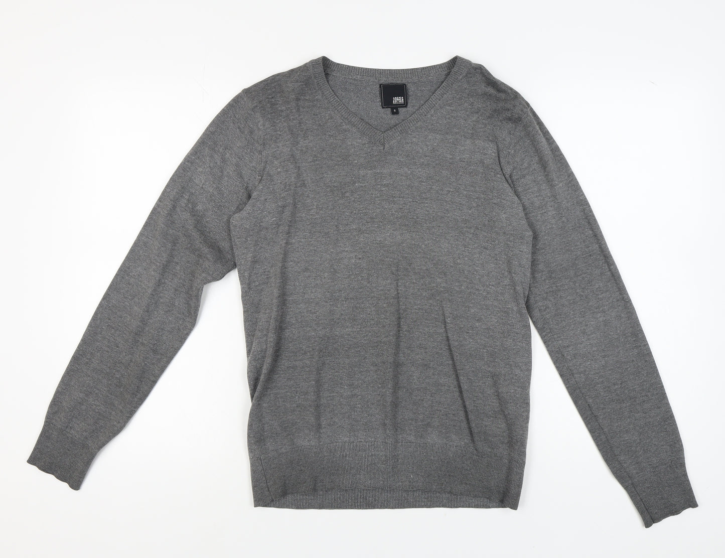 Jack & Jones Men's Grey V-Neck Pullover Size S