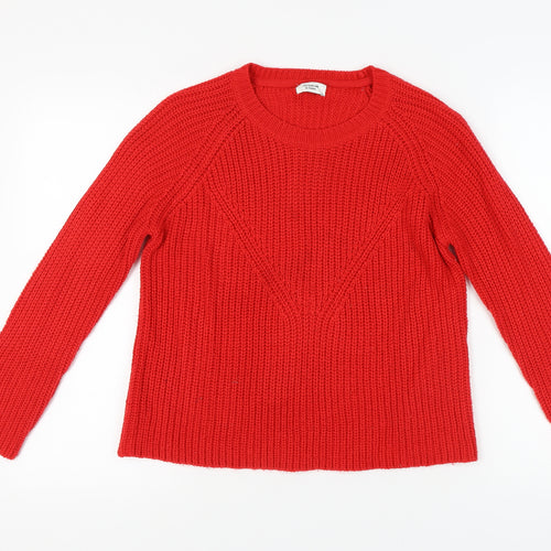 Jacqueline de Yong Women's Red Knit Pullover Jumper Size S