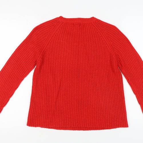 Jacqueline de Yong Women's Red Knit Pullover Jumper Size S