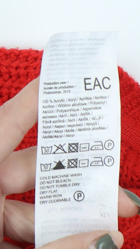 Jacqueline de Yong Women's Red Knit Pullover Jumper Size S