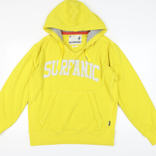 Surfanic Men's Yellow Pullover Hoodie, L, Logo Accents
