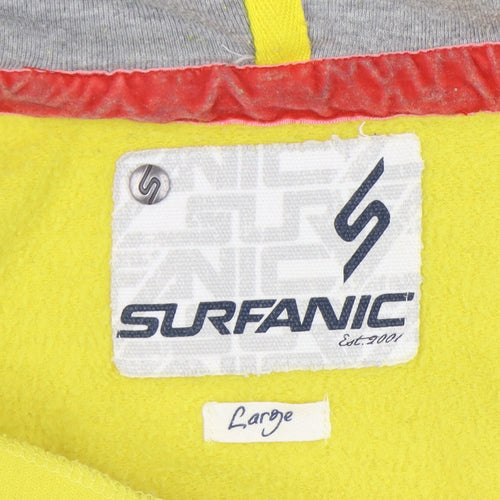 Surfanic Men's Yellow Pullover Hoodie, L, Logo Accents