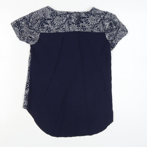 Fat Face Women's Blue Paisley Scoop Neck T-Shirt Size 8