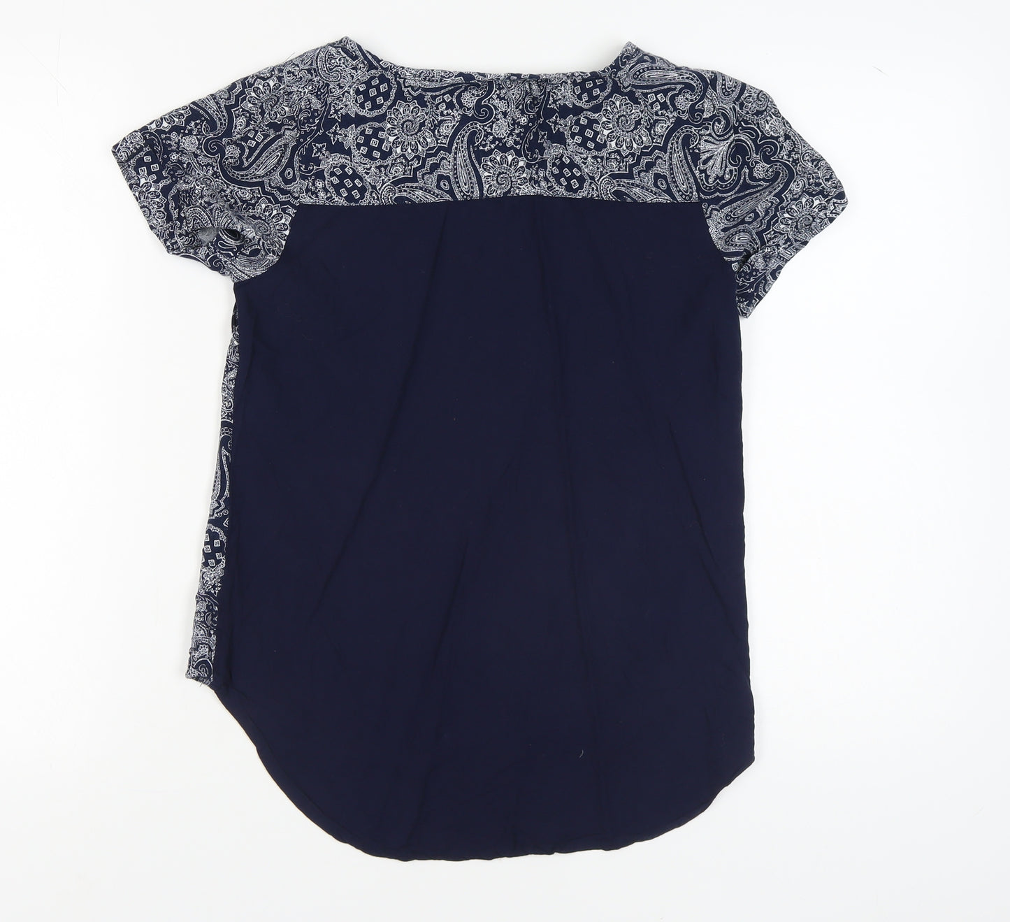 Fat Face Women's Blue Paisley Scoop Neck T-Shirt Size 8
