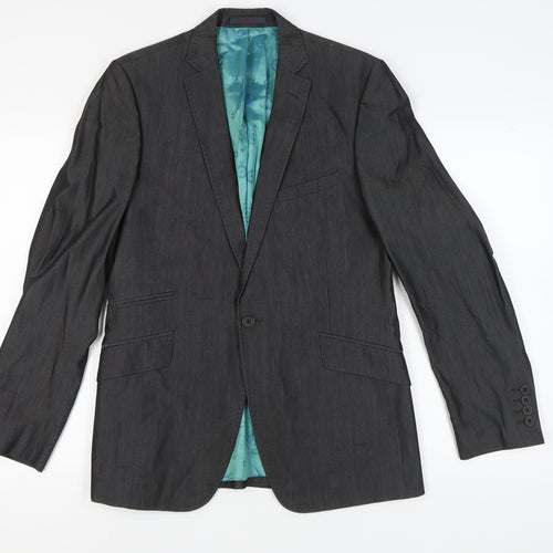 Ted Baker Grey Men’s Blazer 40R Formal Single-Breasted