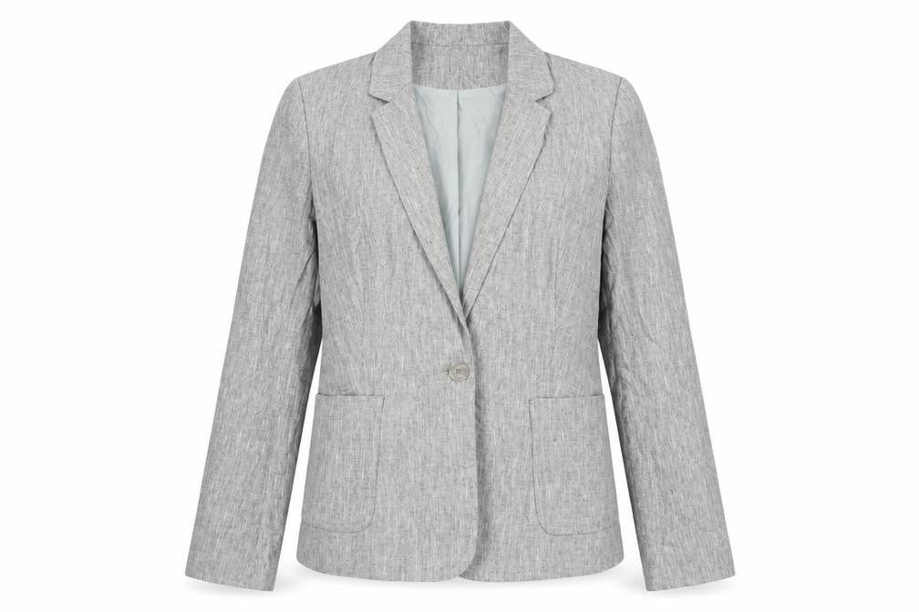 Front view of Long Tall Sally Women’s Grey Check Blazer, size UK 10