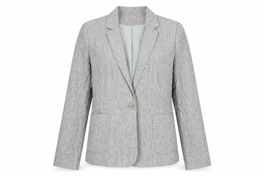 Front view of Long Tall Sally Women’s Grey Check Blazer, size UK 10