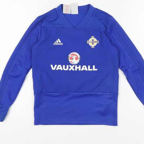 Adidas Boys Blue Long Sleeve Football T-Shirt 9-10Y