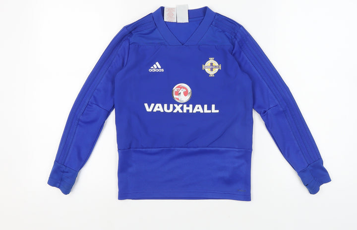 Adidas Boys Blue Long Sleeve Football T-Shirt 9-10Y