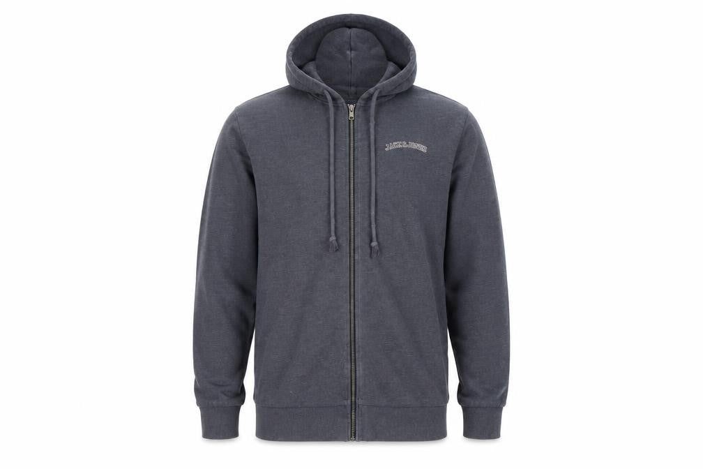Front view of Jack & Jones Men's Grey XL Full Zip Hoodie