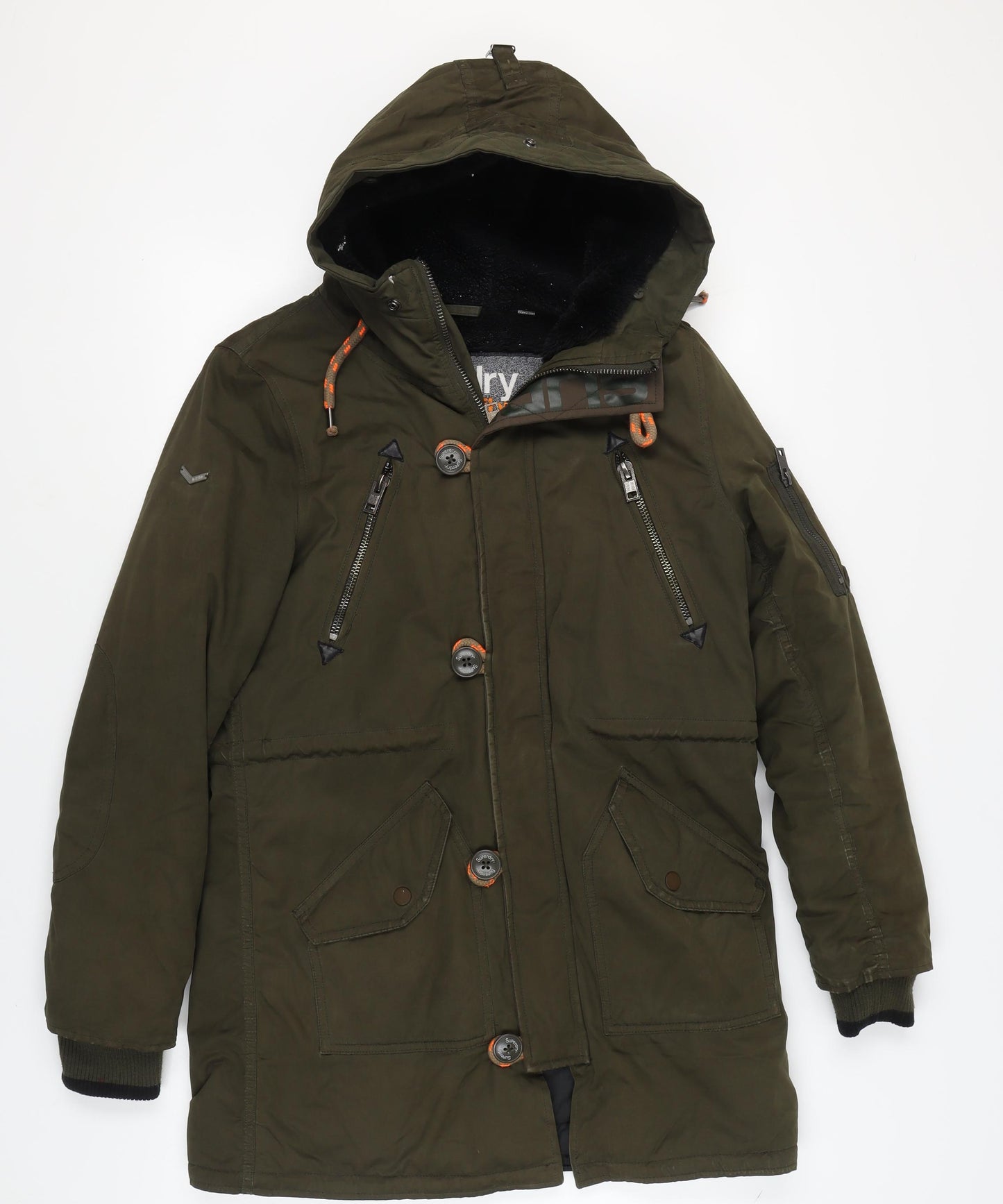 Superdry Men's Green Parka Jacket Medium, Hooded, Casual
