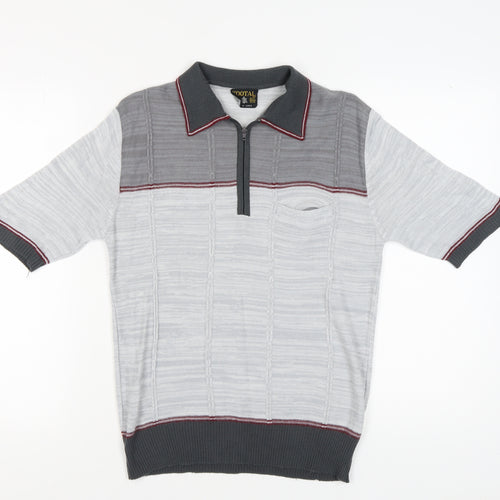 Tootal Men's Grey Collared Full Zip Jumper Size L