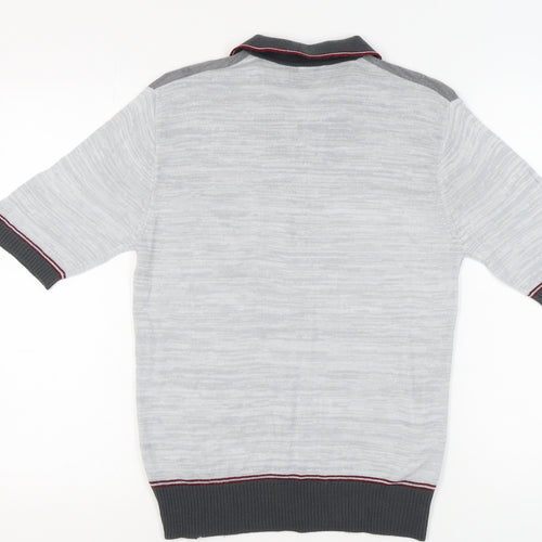 Tootal Men's Grey Collared Full Zip Jumper Size L