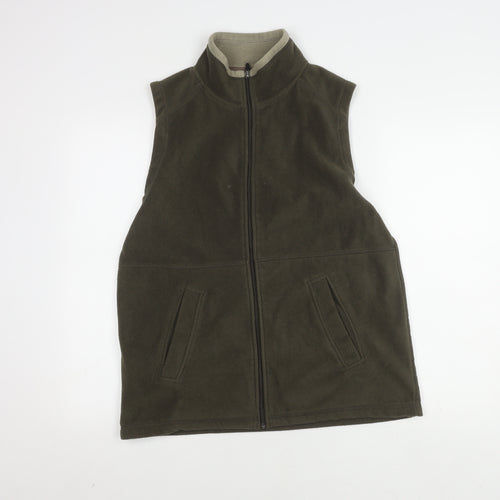 EWM Men's Green Fleece Waistcoat S Stand-Up Collar