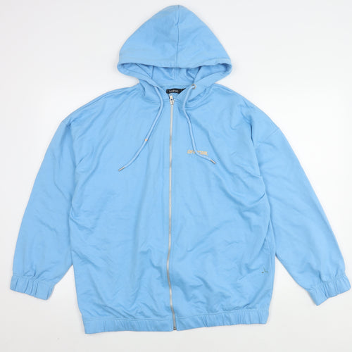 Boohoo Men's Blue Hooded Basic Jacket Size M
