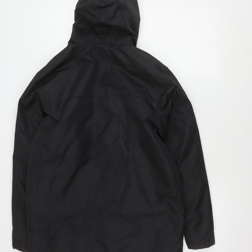 Fabric Men's Black Rain Coat Jacket - S, Hooded, Casual