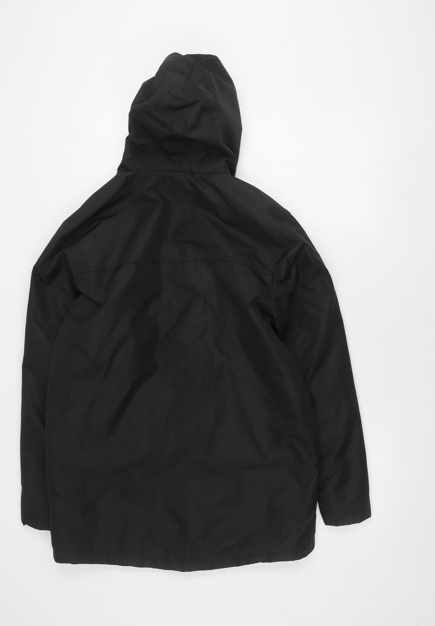 Fabric Men's Black Rain Coat Jacket - S, Hooded, Casual
