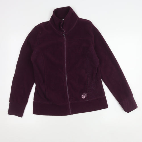 M&Co Women's Purple Fleece Jacket S, Zipped Pockets