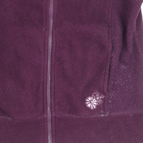 M&Co Women's Purple Fleece Jacket S, Zipped Pockets