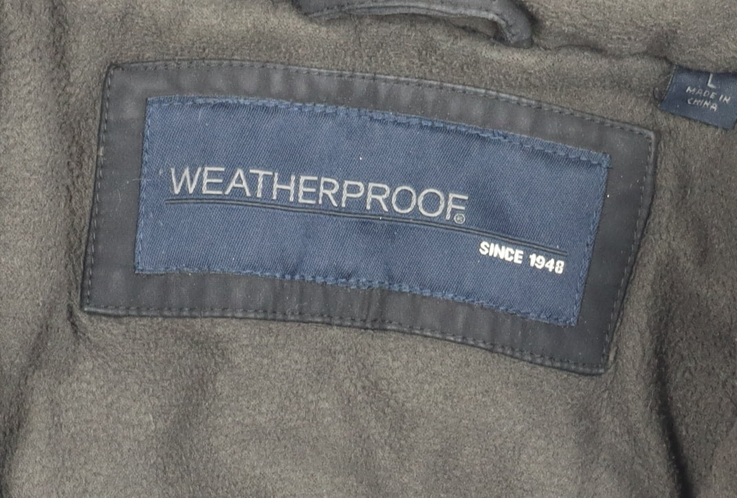 Weatherproof Men's Black L Hooded Windbreaker Jacket