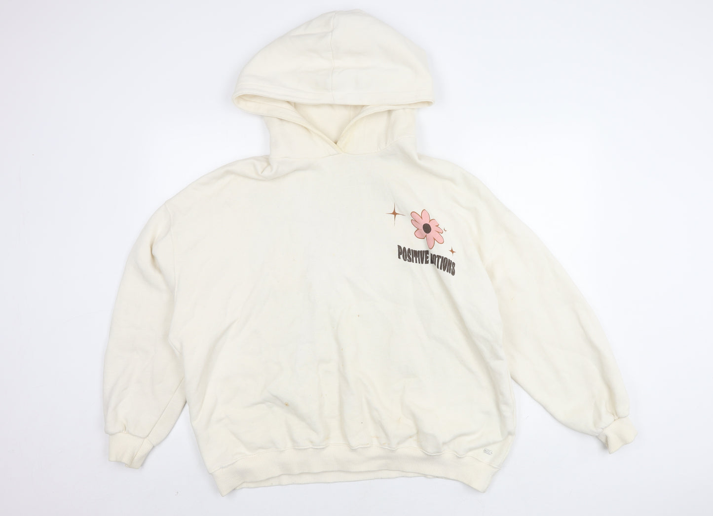 Pull&Bear Ivory Teen Graphic Hoodie L