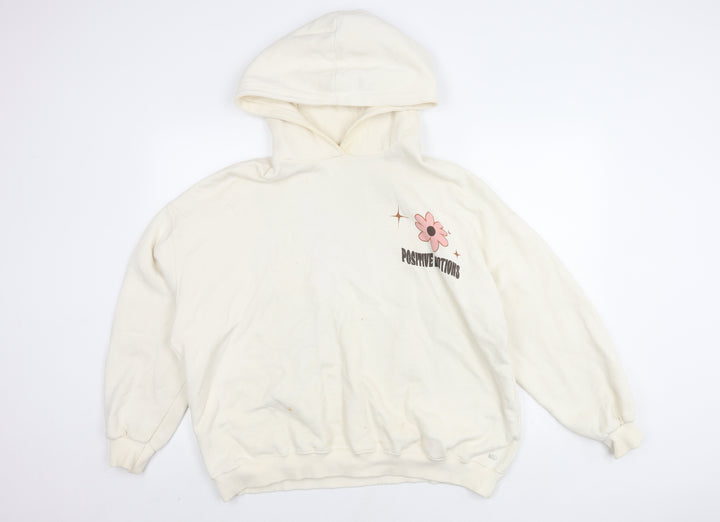 Pull&Bear Ivory Teen Graphic Hoodie L